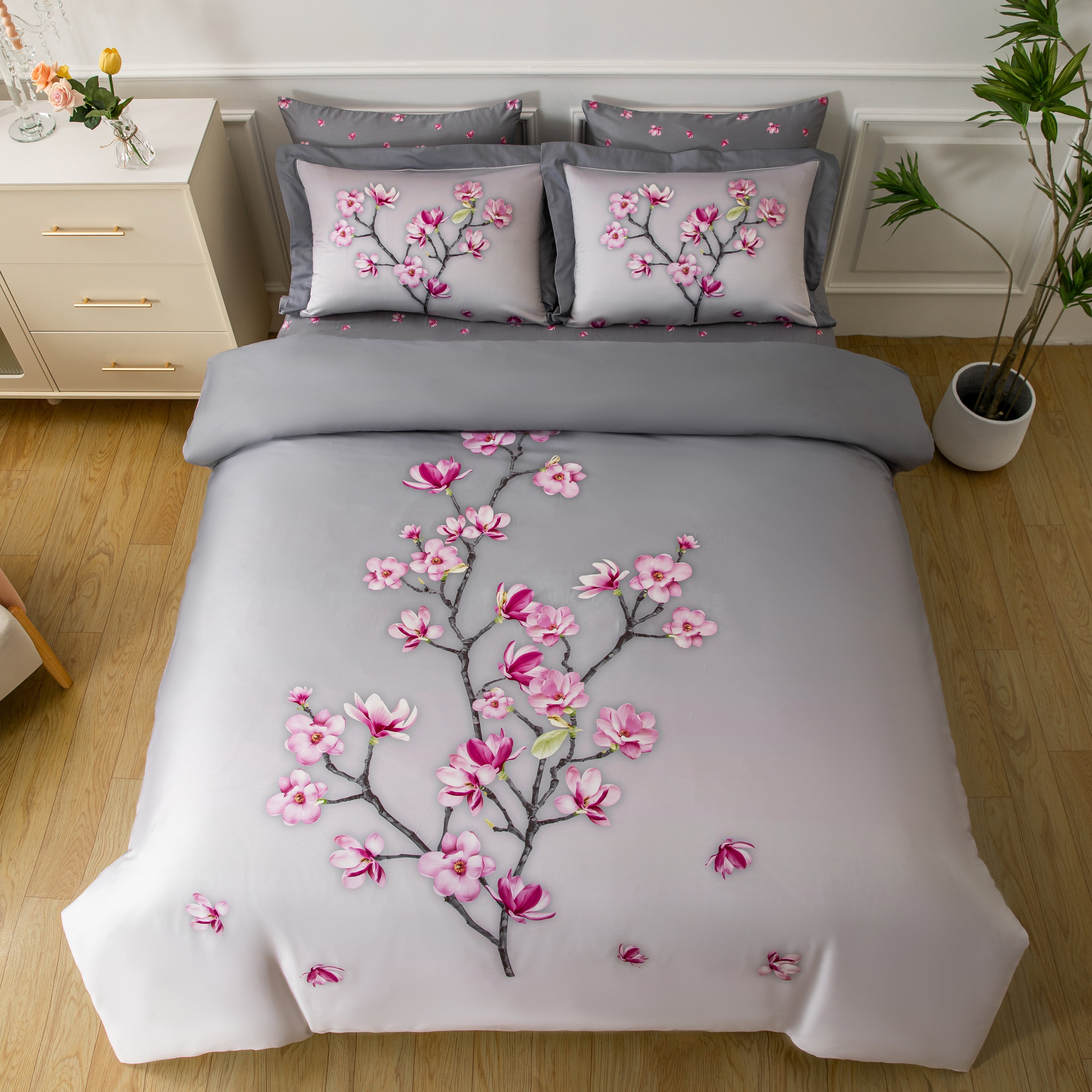 Pink Magnolias Linen Set