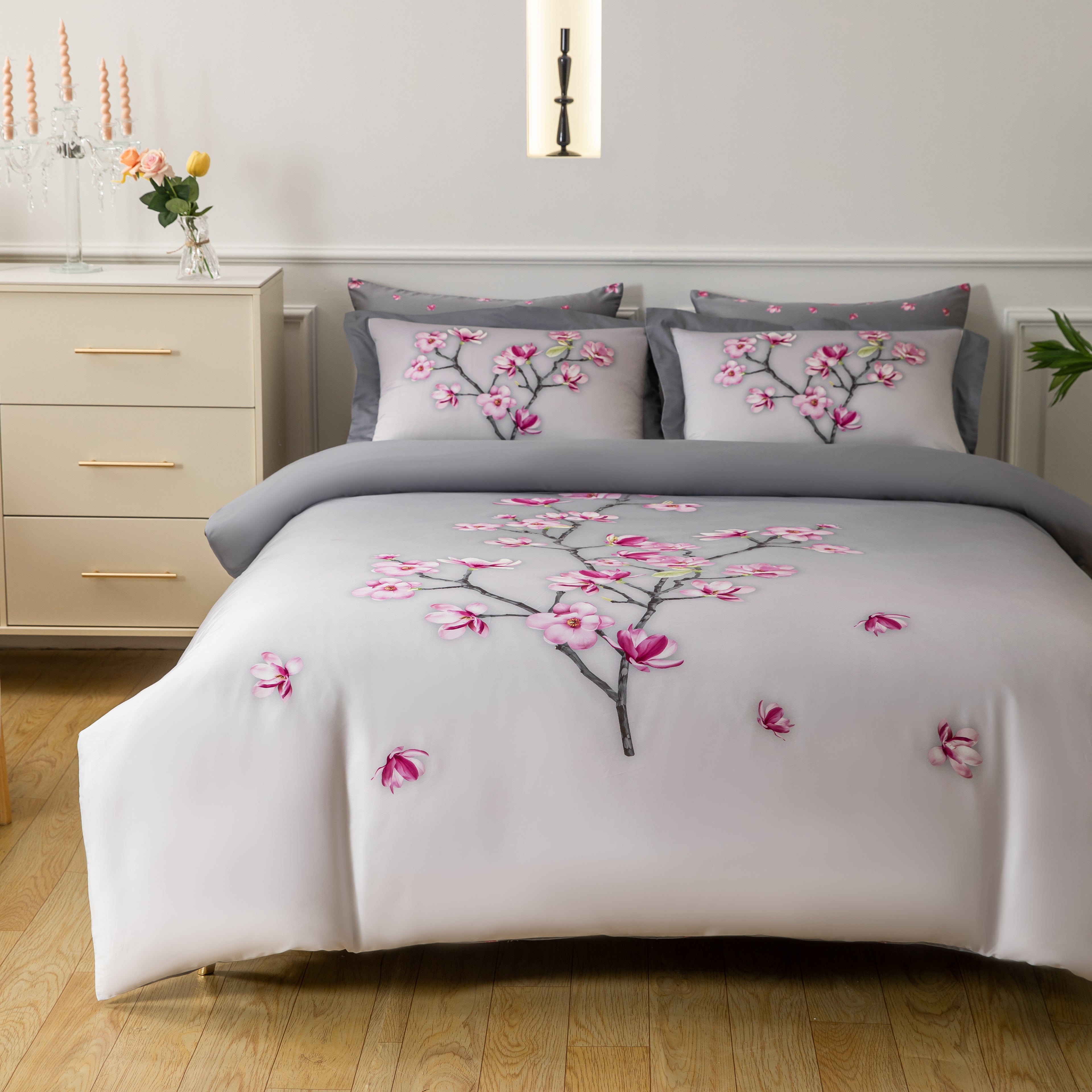 Pink Magnolias Linen Set