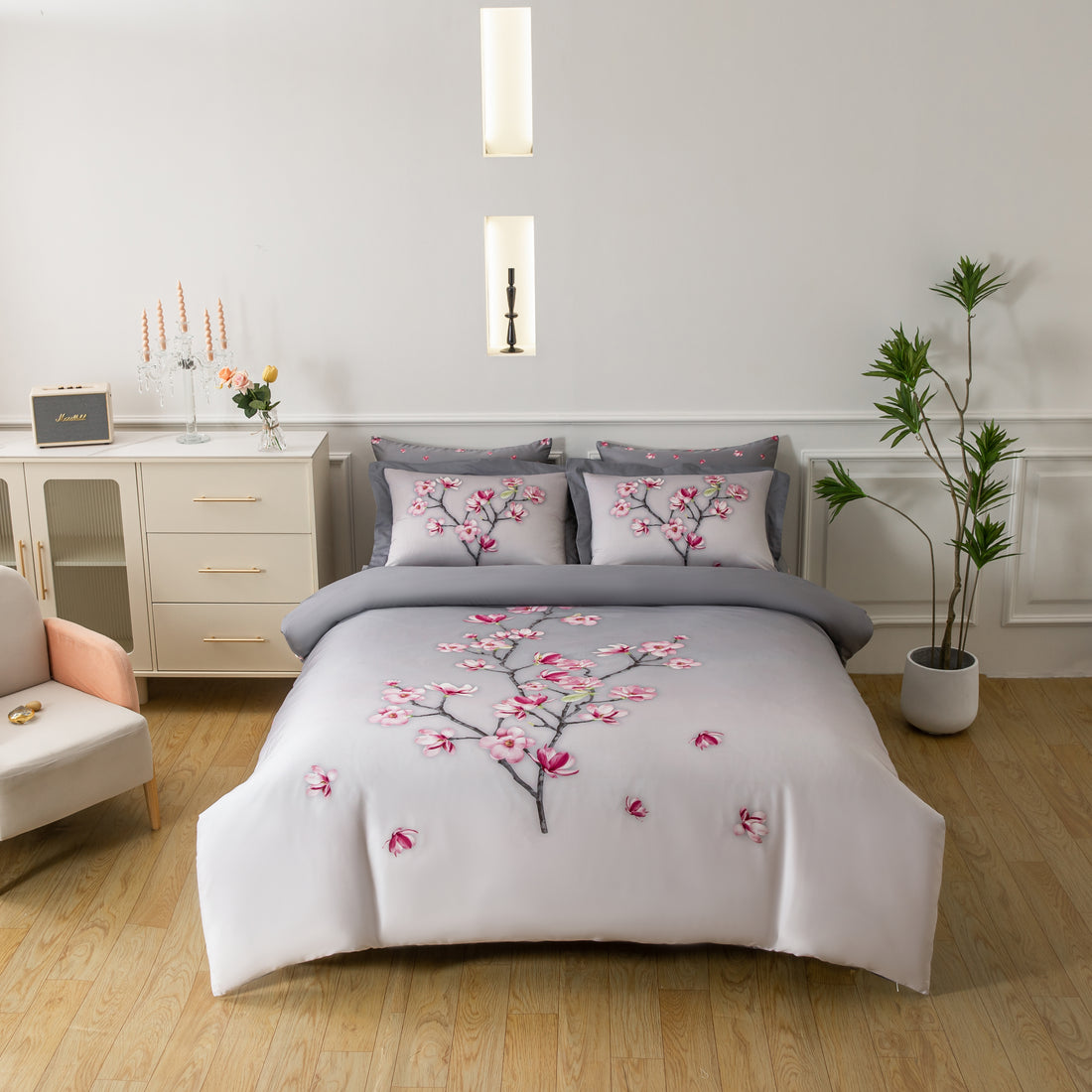 Pink Magnolias Linen Set