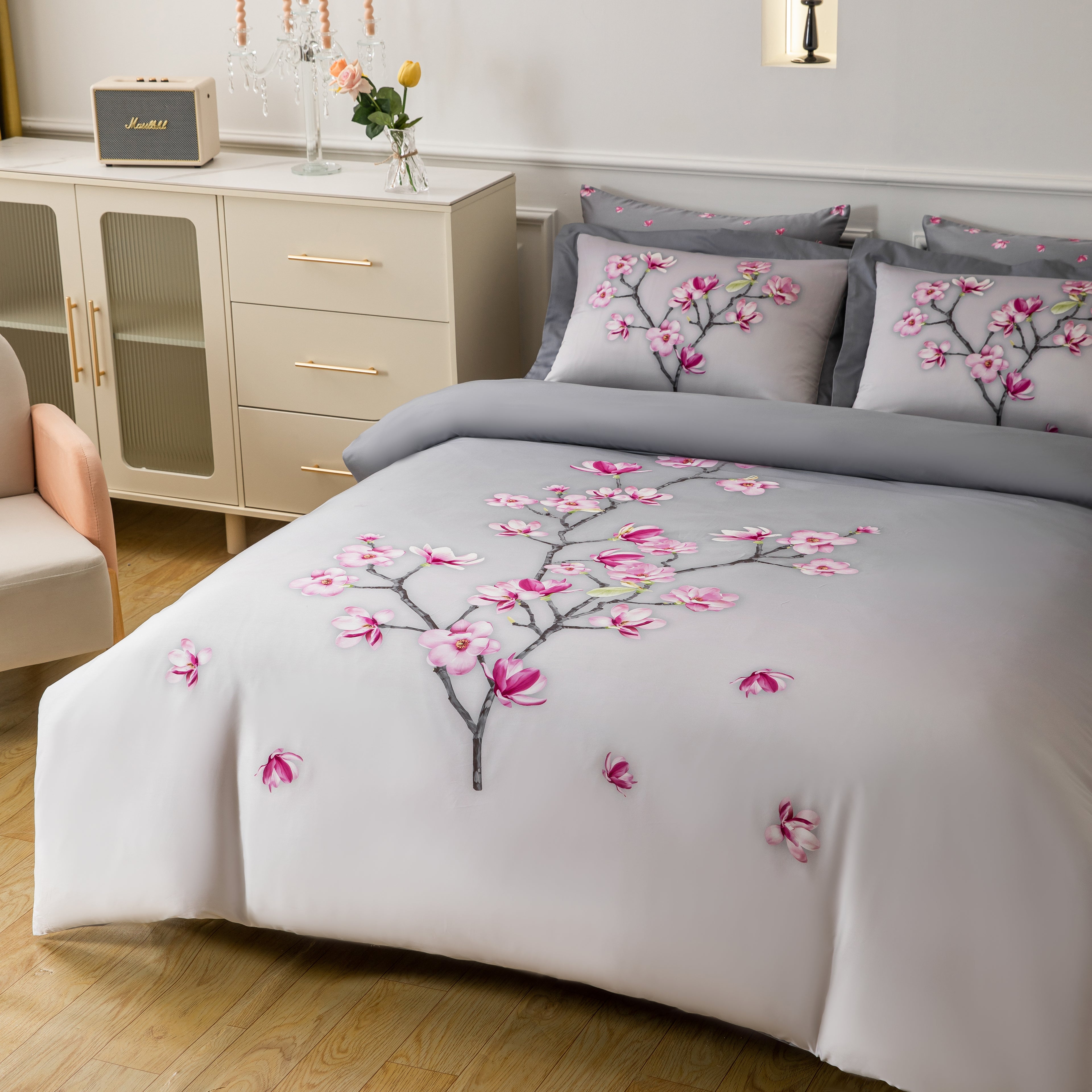 Pink Magnolias Linen Set