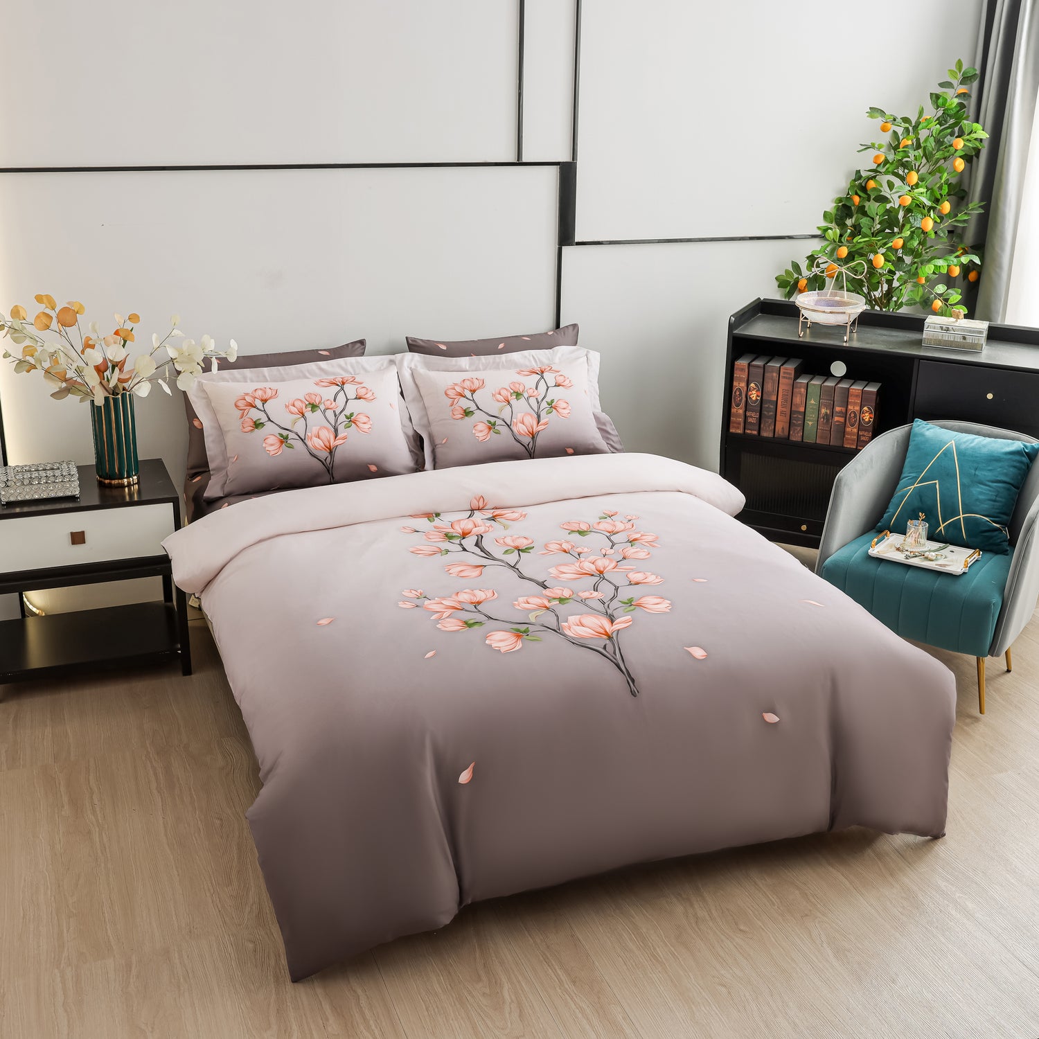 Peach Magnolias Bed Linen Set
